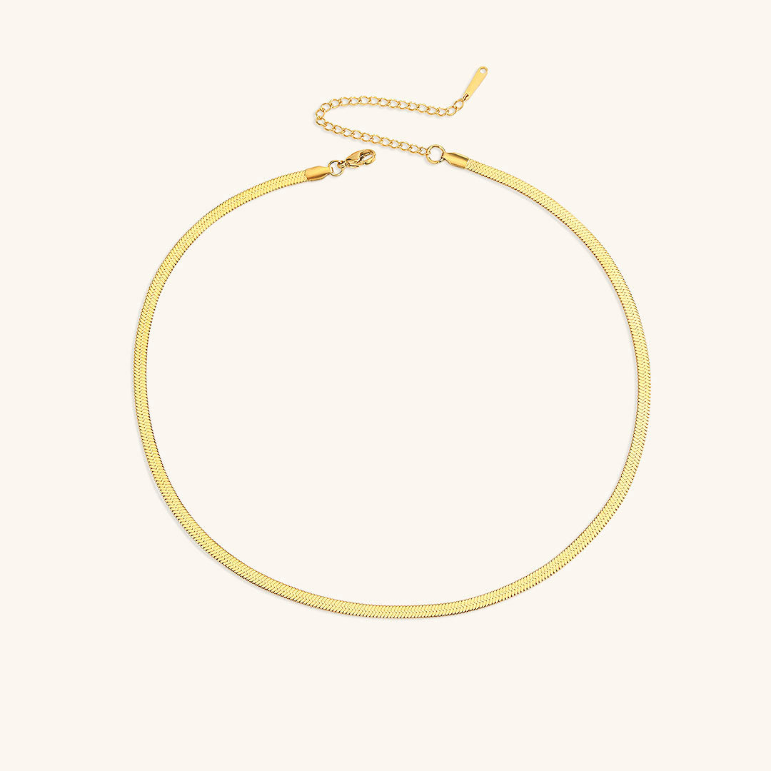 Herringbone Necklace | Ethically Sourced Stainless Steel with Gold Plating, Hypoallergenic and Durable Design 14