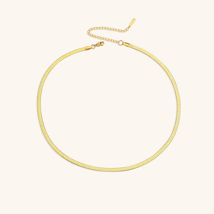 Herringbone Necklace | Ethically Sourced Stainless Steel with Gold Plating, Hypoallergenic and Durable Design 14