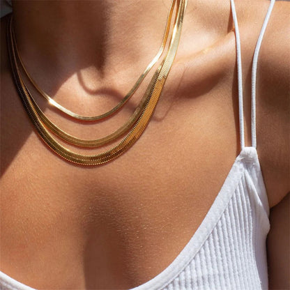 Herringbone Necklace | Ethically Sourced Stainless Steel with Gold Plating, Hypoallergenic and Durable Design 2