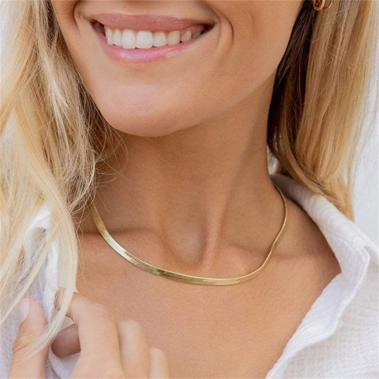 Herringbone Necklace | Ethically Sourced Stainless Steel with Gold Plating, Hypoallergenic and Durable Design 5