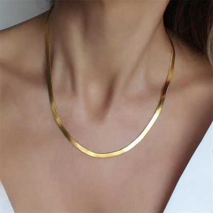 Herringbone Necklace | Ethically Sourced Stainless Steel with Gold Plating, Hypoallergenic and Durable Design 7