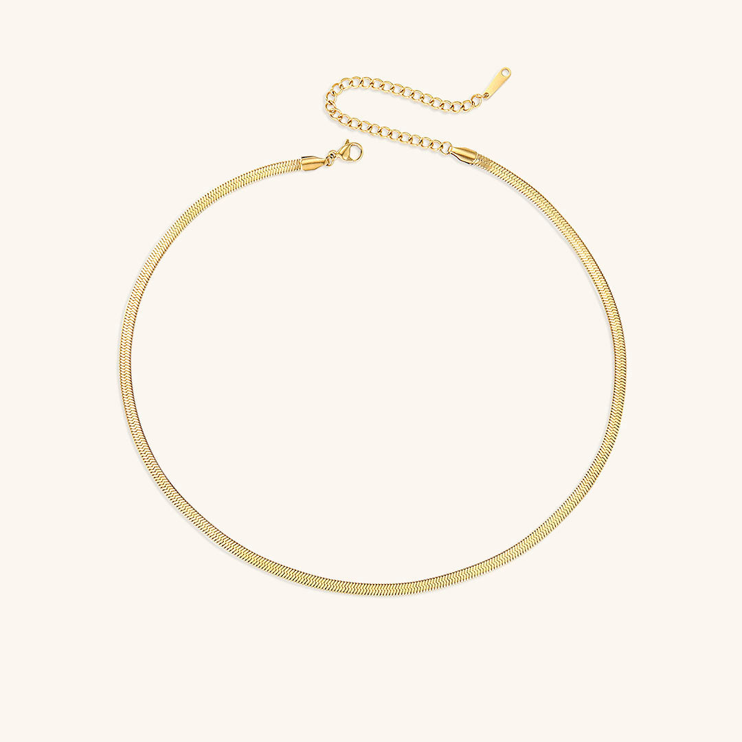 Herringbone Necklace | Ethically Sourced Stainless Steel with Gold Plating, Hypoallergenic and Durable Design 8