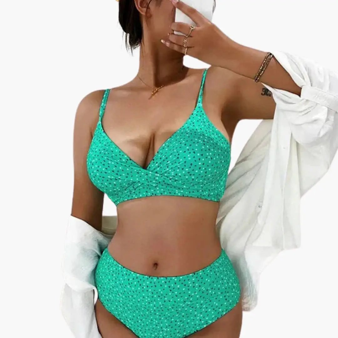 High-Waisted Bikini Set | Adjustable Scoop Neck Design 13