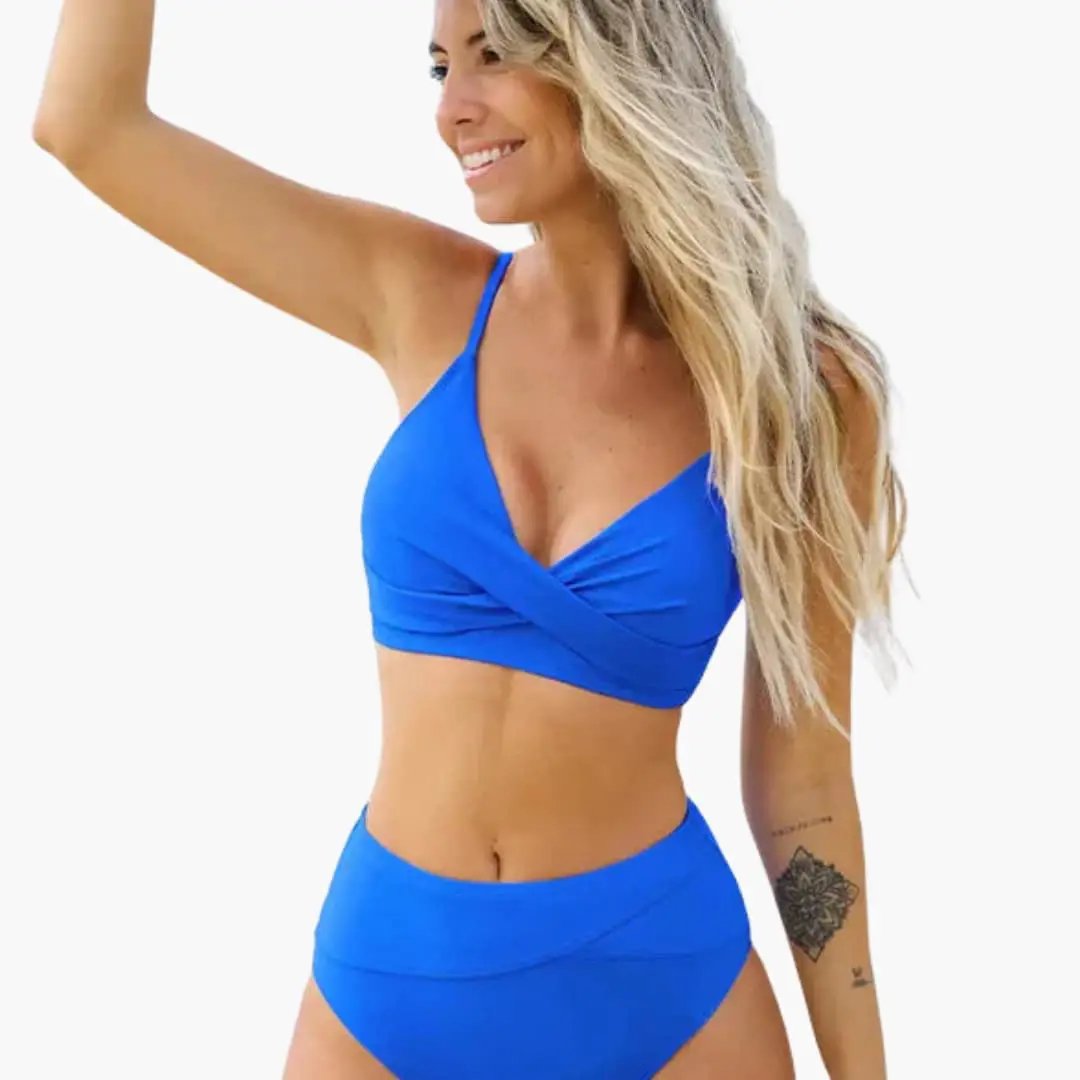 High-Waisted Bikini Set | Adjustable Scoop Neck Design 14
