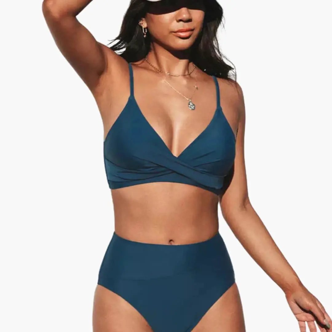 High-Waisted Bikini Set | Adjustable Scoop Neck Design 4