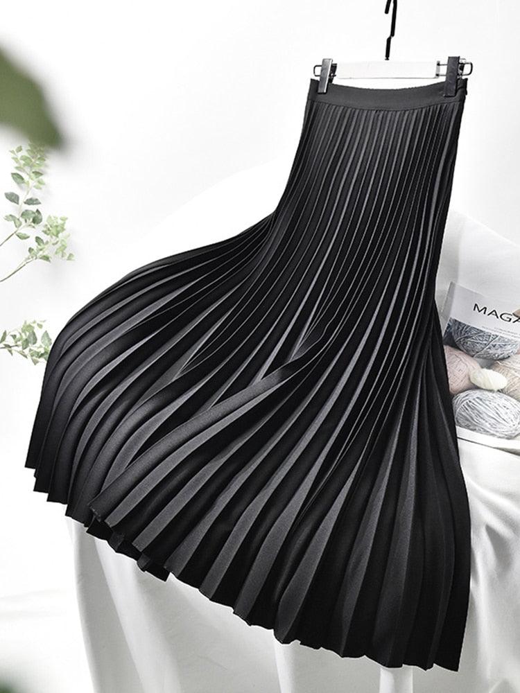 High-Waisted Pleated Midi Skirt | Elegant Design for Women 1