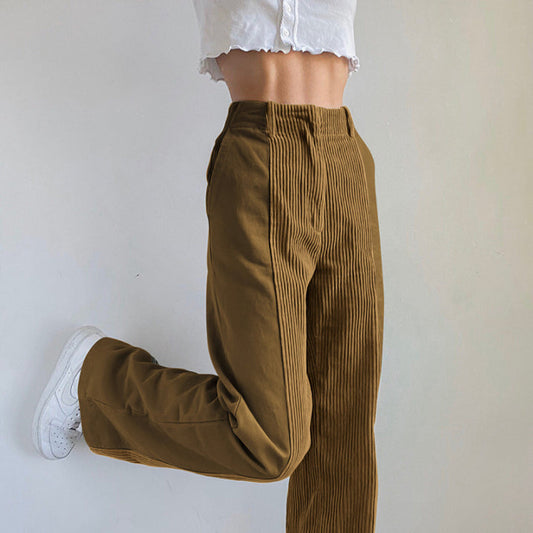 High-Waisted Wide Leg Trousers | Comfortable Corduroy Design 0