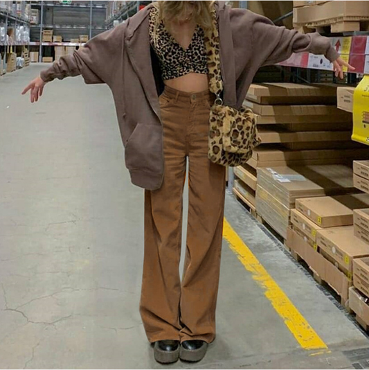 High-Waisted Wide Leg Trousers | Corduroy for Versatile Styling 0