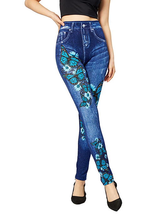 High Waisted Jeggings | Stylish Butterfly Design for Everyday Wear 0