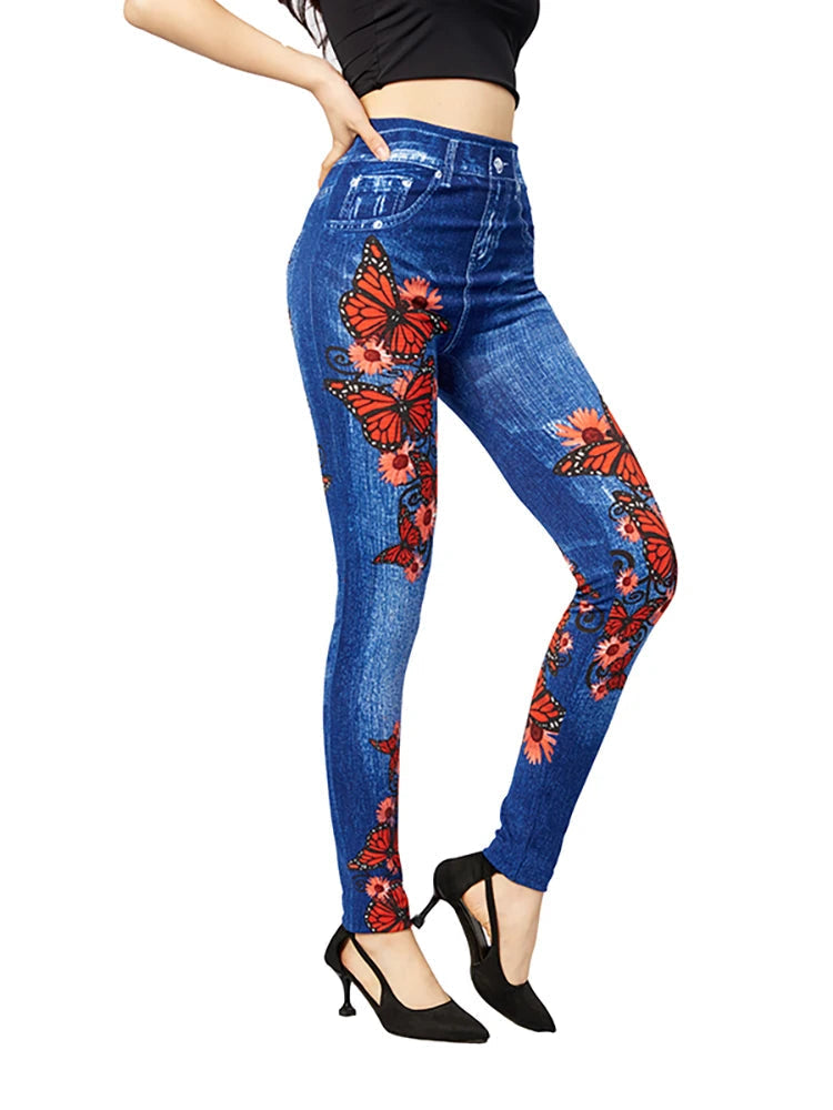 High Waisted Jeggings | Stylish Butterfly Design for Everyday Wear 2