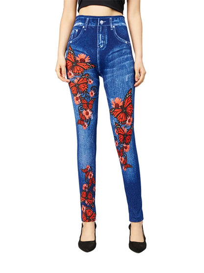 High Waisted Jeggings | Stylish Butterfly Design for Everyday Wear 3