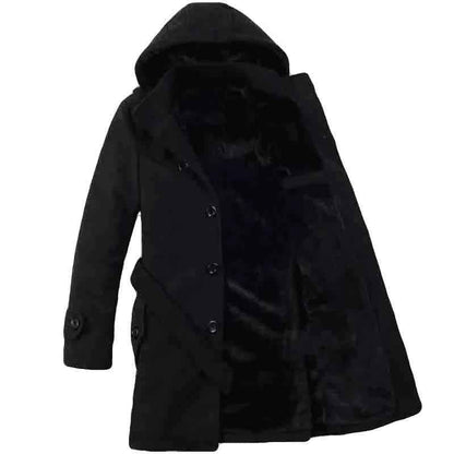 Hooded Trench Coat | Premium Wool Blend with Faux Fur Lining 0