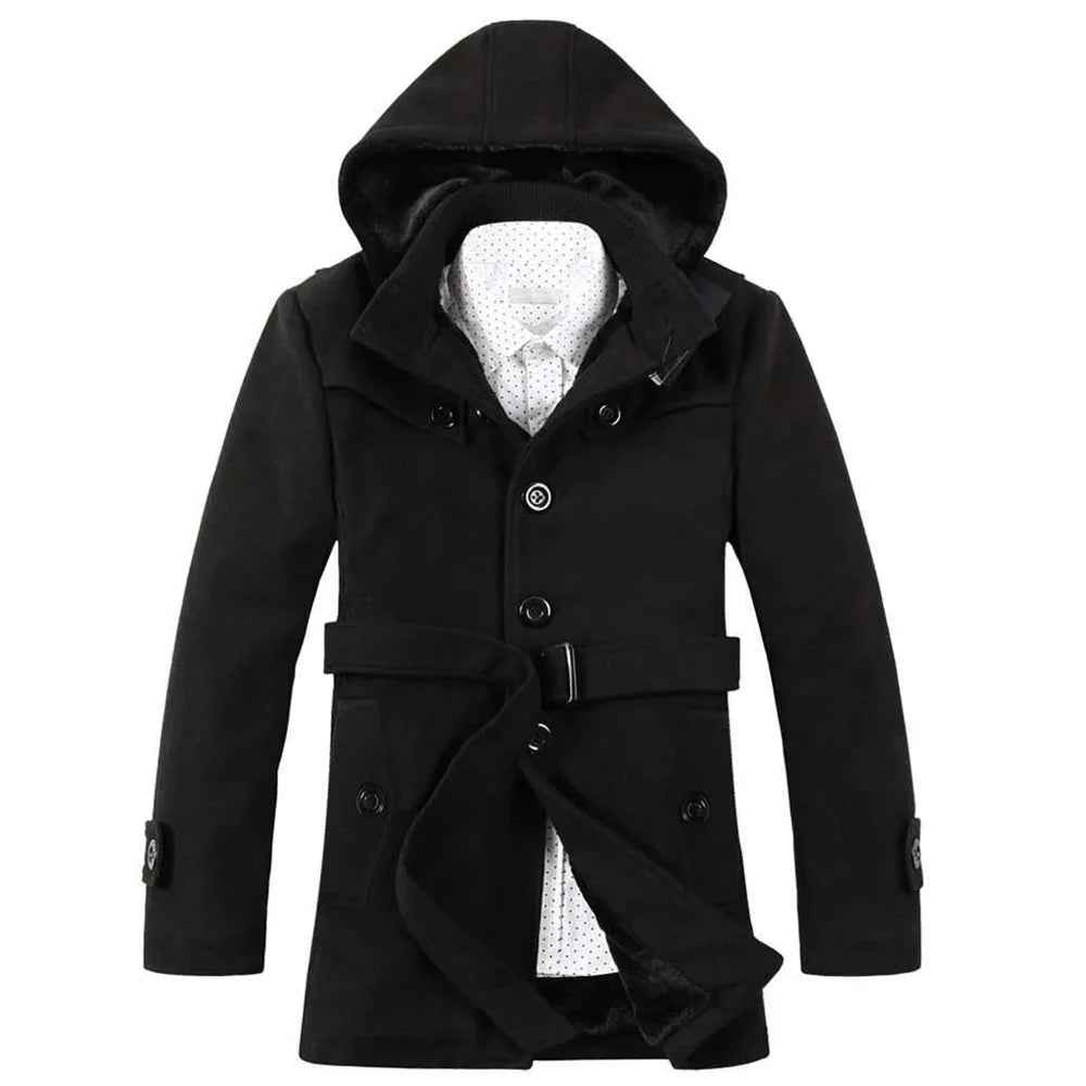 Hooded Trench Coat | Premium Wool Blend with Faux Fur Lining 4