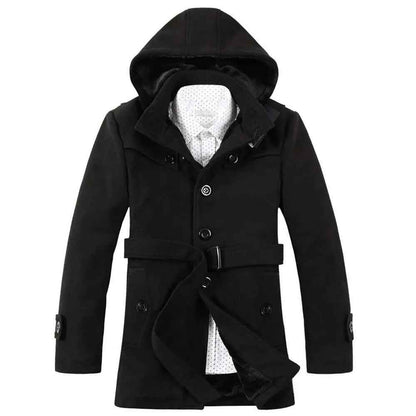 Hooded Trench Coat | Premium Wool Blend with Faux Fur Lining 4
