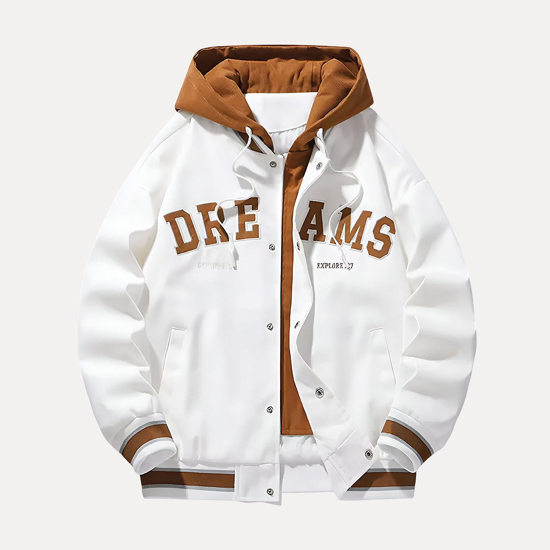 Hooded Varsity Jacket | Stylish Baseball Design for All Seasons 0