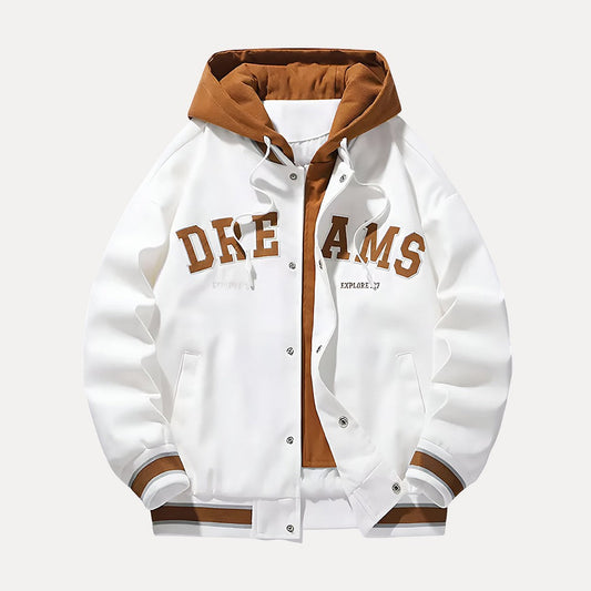 Hooded Varsity Jacket | Stylish Baseball Design for All Seasons 0