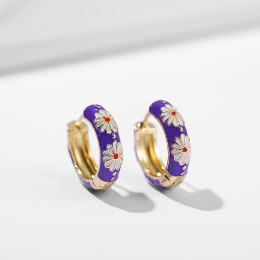 Hoop Earrings | Playful Wildflower Design on Luxe Gold-Tone Base 0