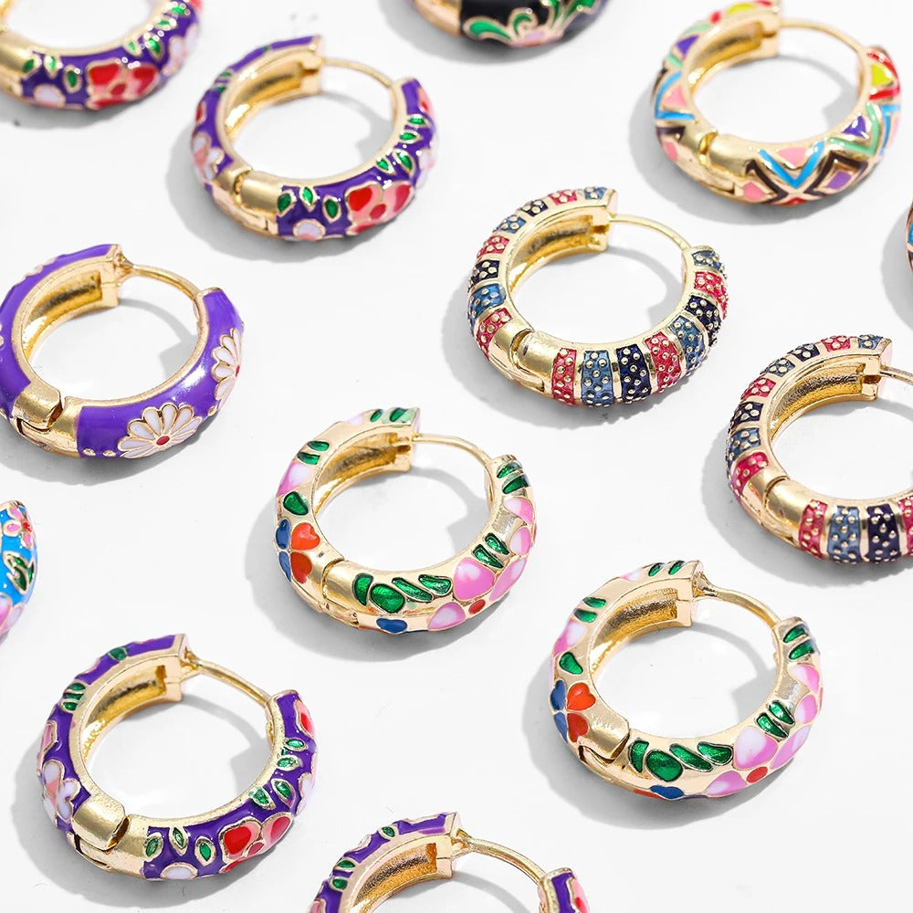 Hoop Earrings | Playful Wildflower Design on Luxe Gold-Tone Base 2