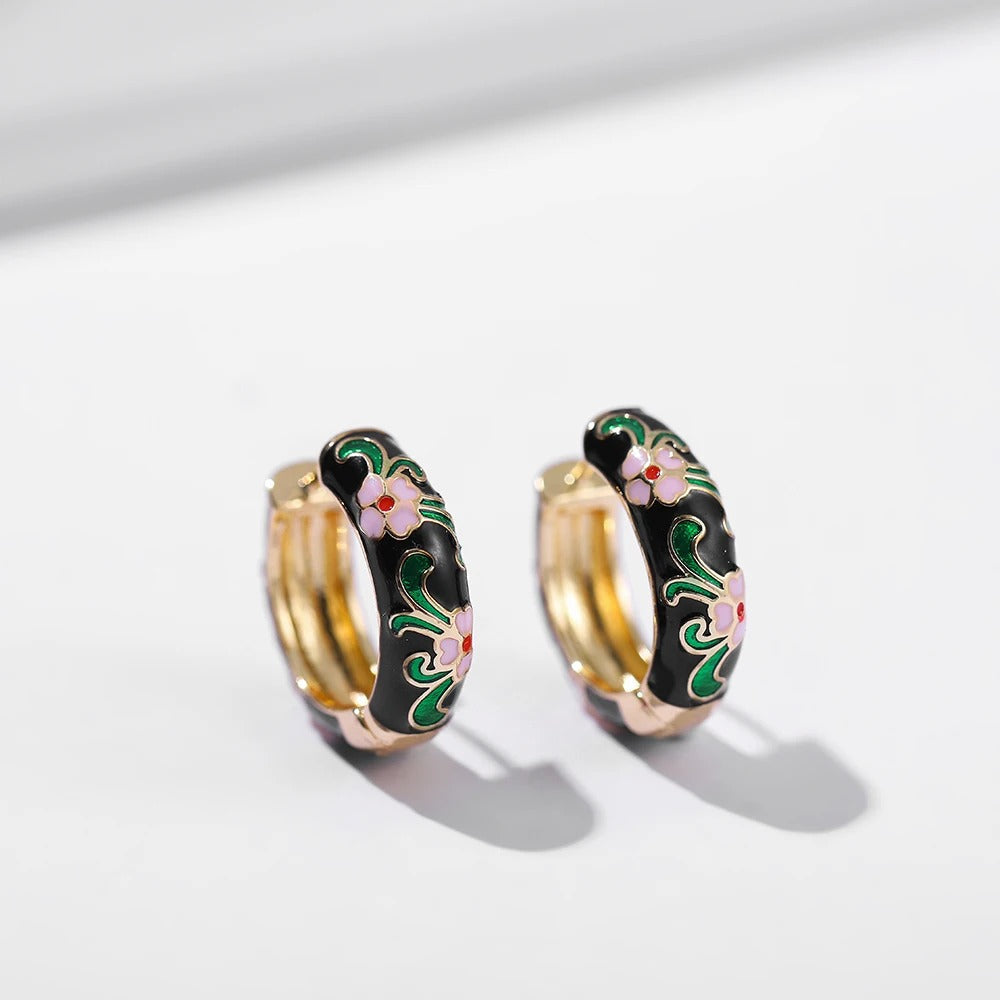 Hoop Earrings | Playful Wildflower Design on Luxe Gold-Tone Base 7