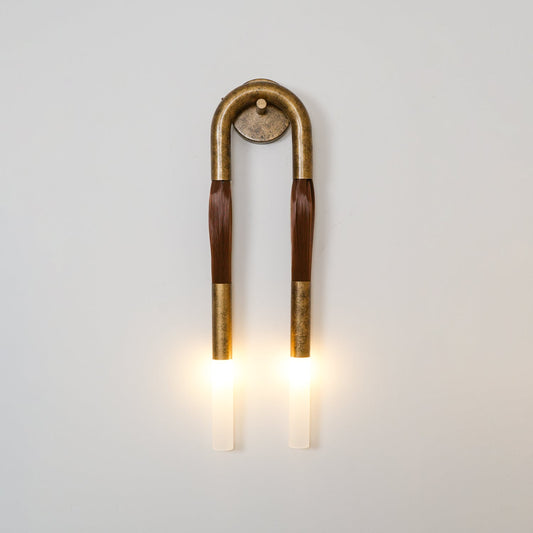 Horsehair Wall Sconce | Elegant Wrought Iron and Glass Design 0
