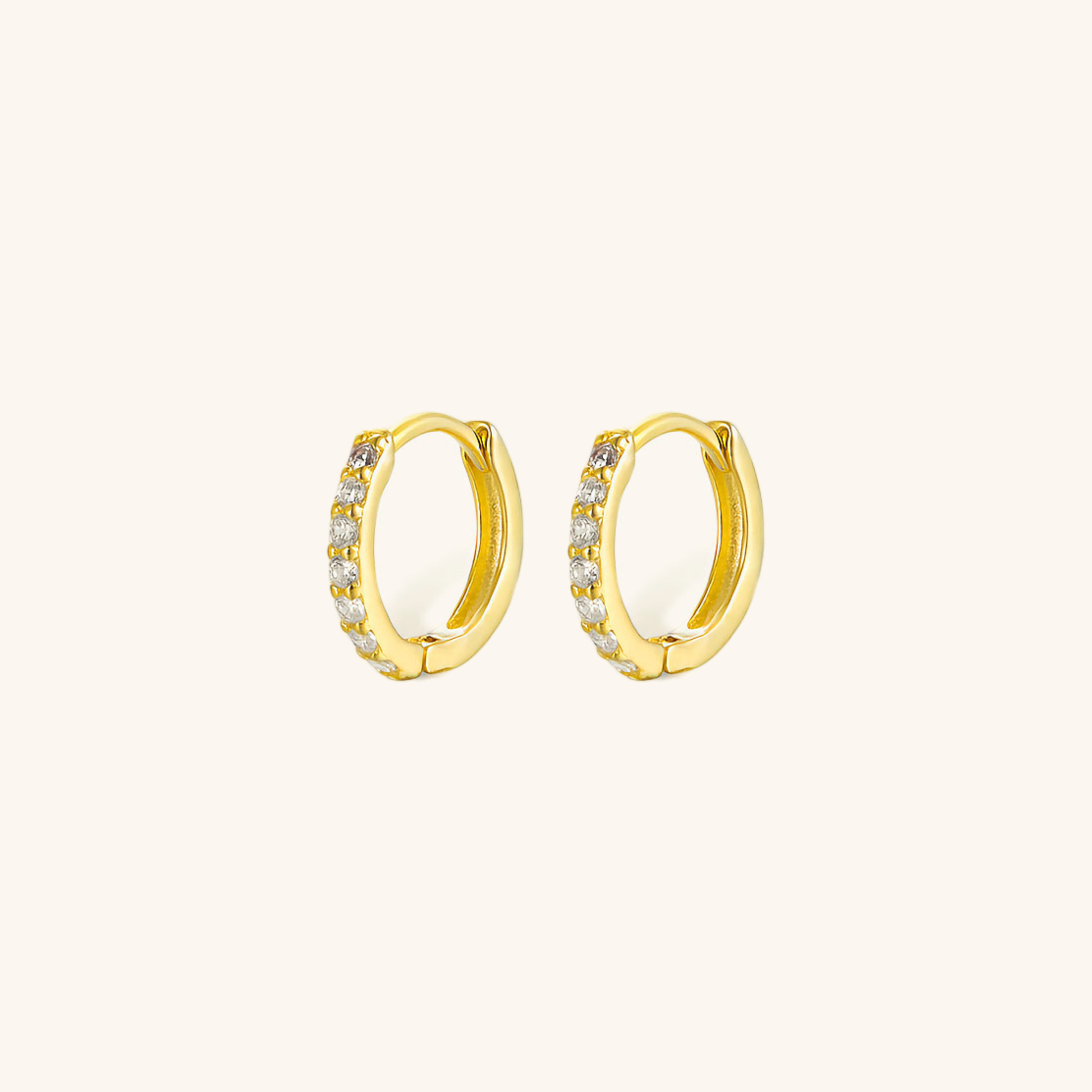 Huggie Earrings | Gold-Plated 925 Sterling Silver with Sparkling Diamond Simulants 0