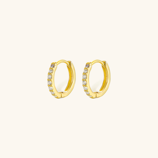 Huggie Earrings | Gold-Plated 925 Sterling Silver with Sparkling Diamond Simulants 0