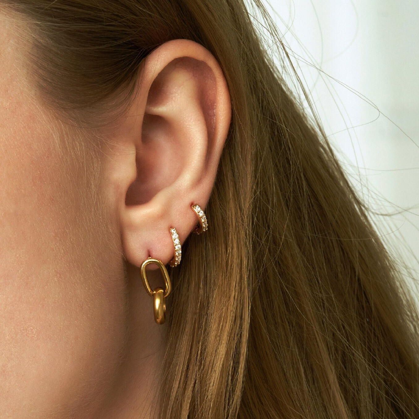 Huggie Earrings | Gold-Plated 925 Sterling Silver with Sparkling Diamond Simulants 1