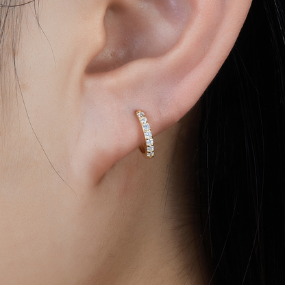 Huggie Earrings | Gold-Plated 925 Sterling Silver with Sparkling Diamond Simulants 2