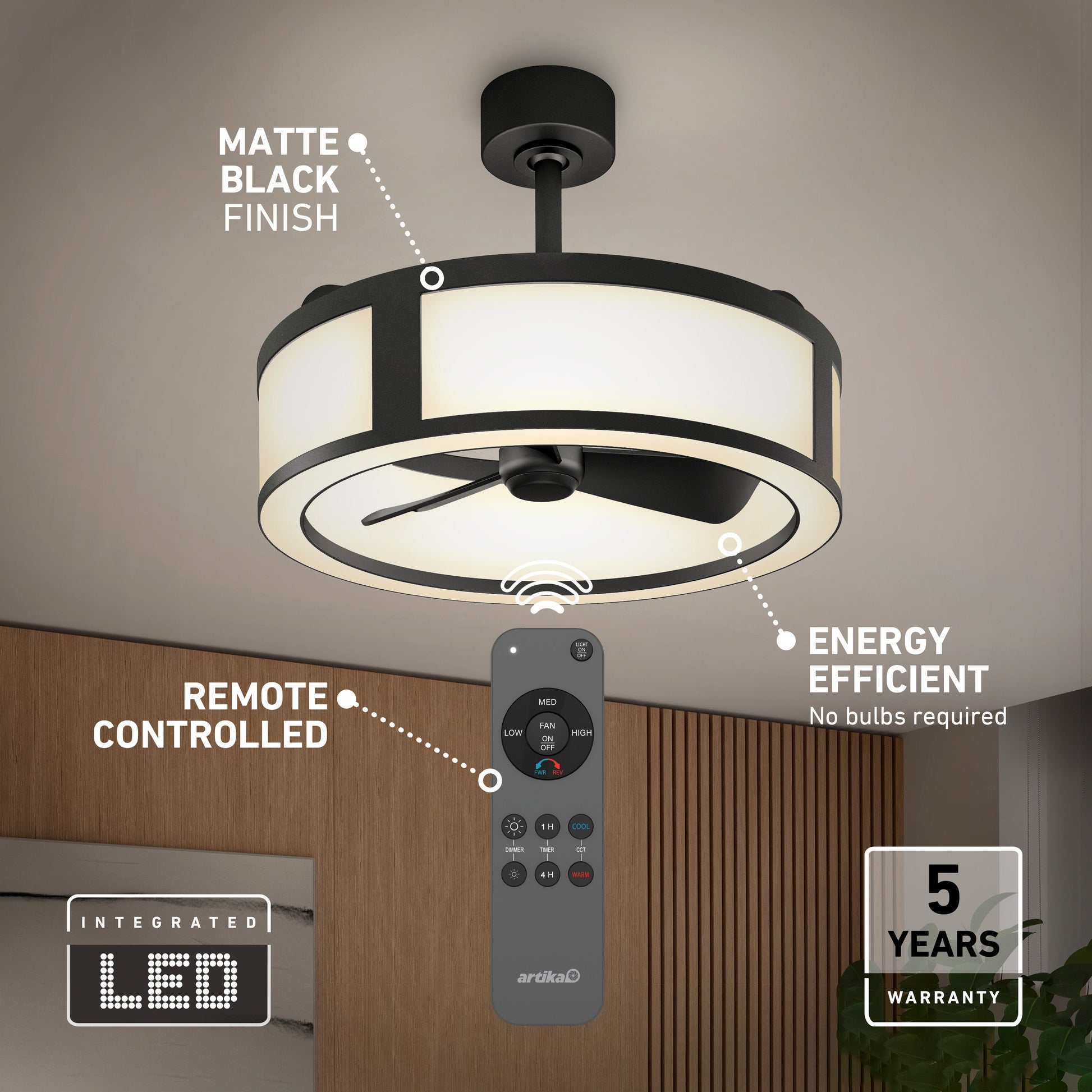 Huxley | 23-Inch LED Ceiling Fan with Remote Control & 3 Speed Settings 5