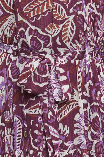 ROBE MAXI TISSÉE ESPRIT FLEUR VIOLETTE