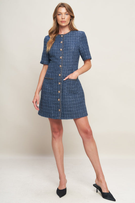 Vestito Mini in Tweed Iconico Moderno