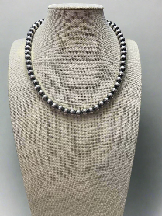 Naszyjnik z pereł sterling 8mm - 18 cali - Klasyczny naszyjnik z pereł