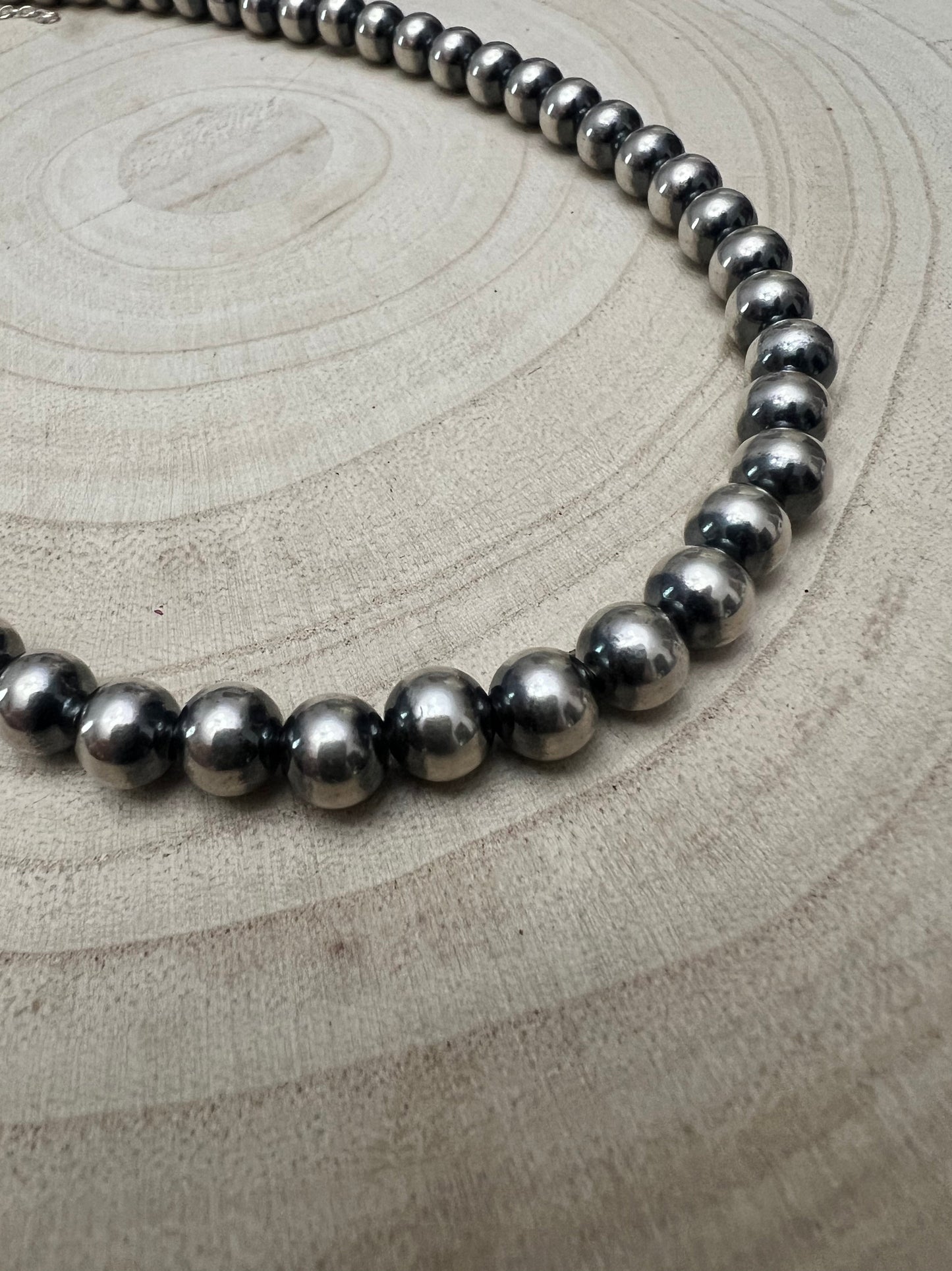 Naszyjnik z pereł sterling 8mm - 18 cali - Klasyczny naszyjnik z pereł