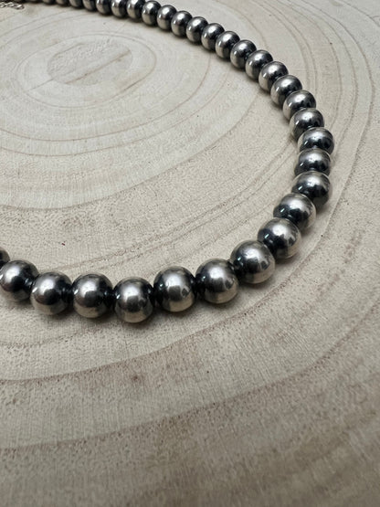 Naszyjnik z pereł sterling 8mm - 18 cali - Klasyczny naszyjnik z pereł