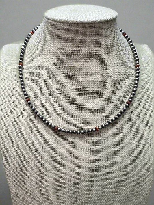 Choker z perłą ze srebra 4mm z kolczastą ostrygą