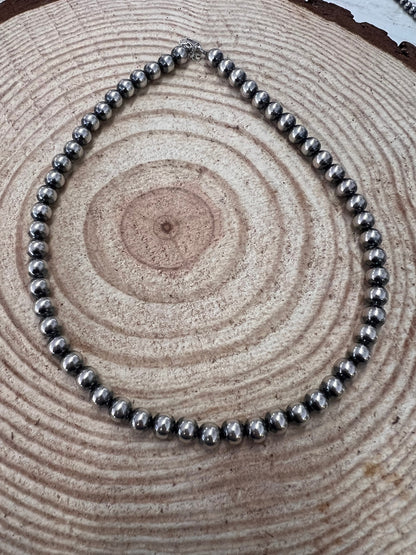 Naszyjnik z pereł sterling 8mm - 18 cali - Klasyczny naszyjnik z pereł