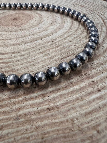 Naszyjnik z pereł sterling 8mm - 18 cali - Klasyczny naszyjnik z pereł