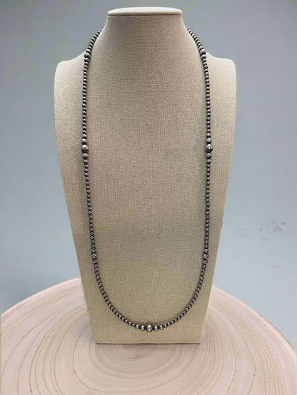 Graduated Sterling Pearl Necklace - 28 inch