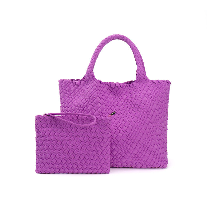 The Charli | Grande borsa intrecciata in neoprene con portamonete da polso | Orchidea