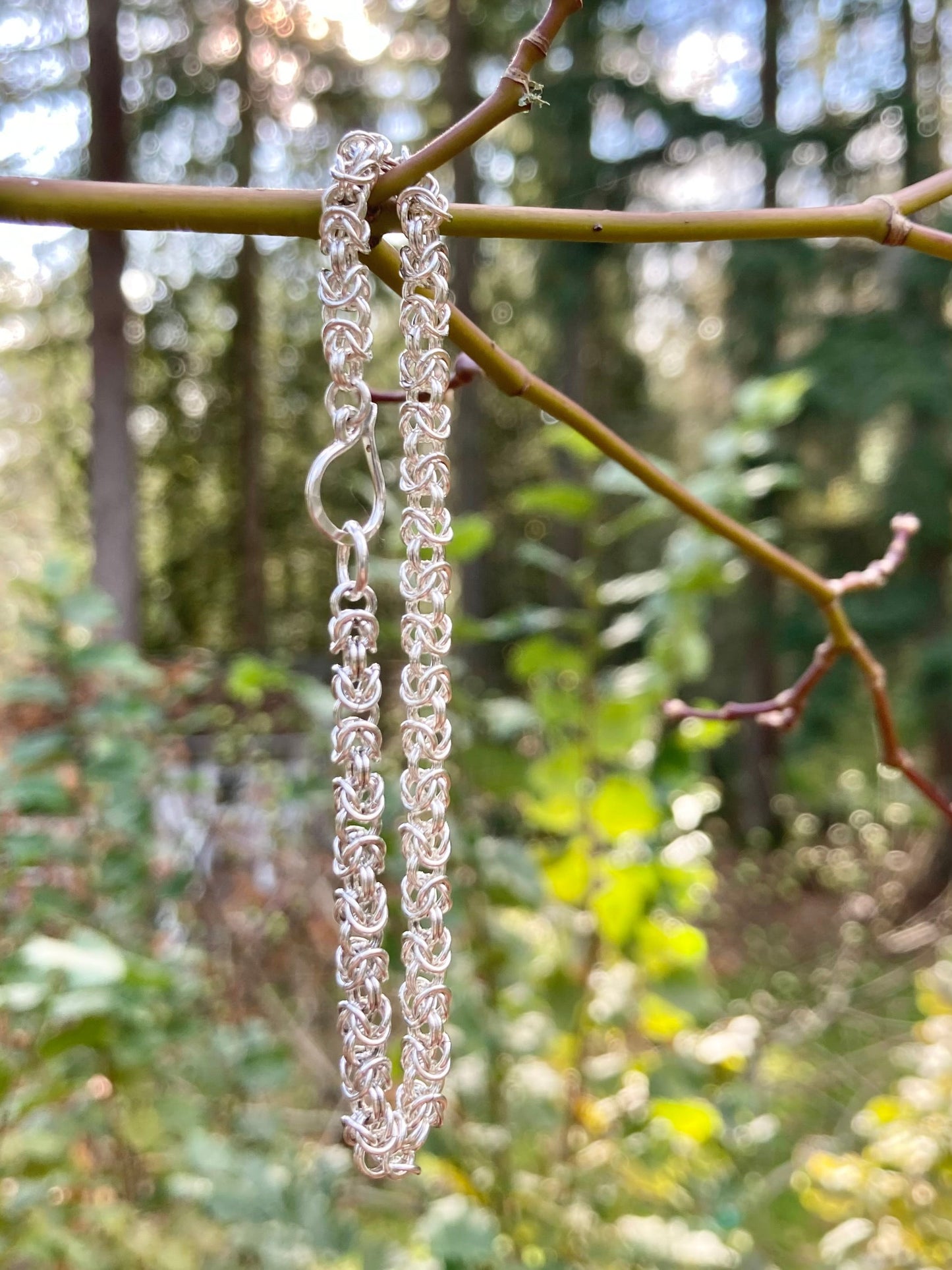Delicate Byzantine Chainmaille Bracelet in Silver