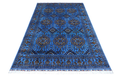 Hand-Knotted Afghani Zerkhaki Wool Rug – 6’7″  x  9’3″