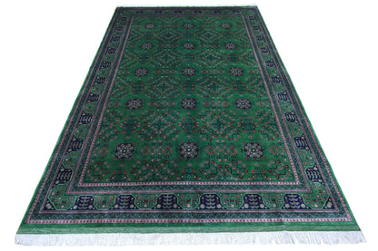 Hand-Knotted Afghani Bukharayi Wool Rug – 6’7″  x  9’9″