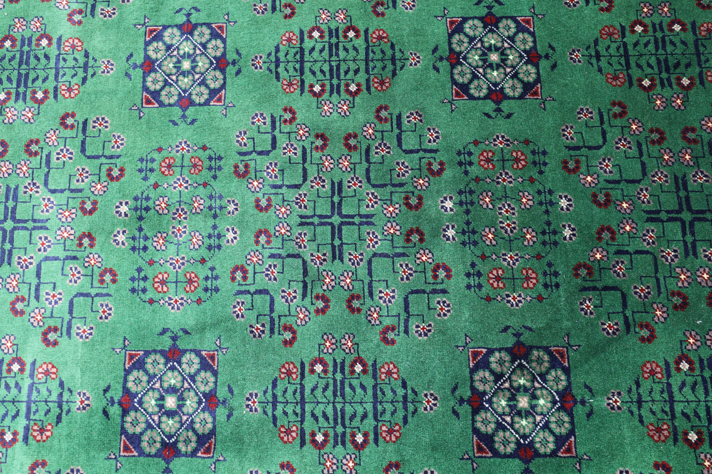 Hand-Knotted Afghani Bukharayi Wool Rug – 6’7″  x  9’9″