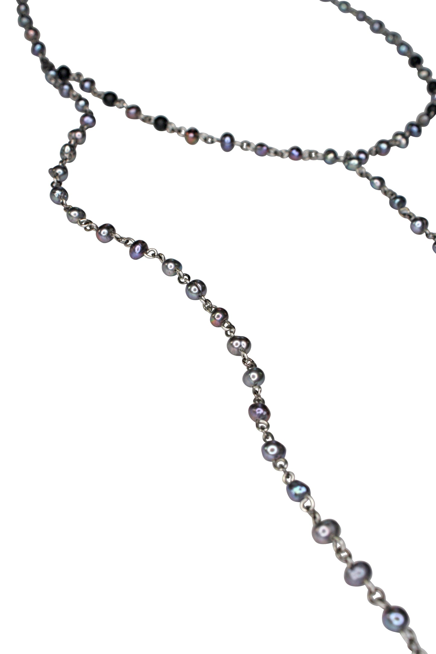 Czarny perłowy łańcuch lariat