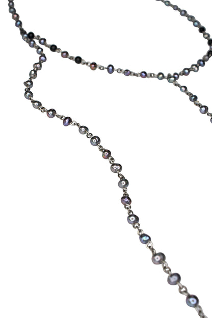 Czarny perłowy łańcuch lariat