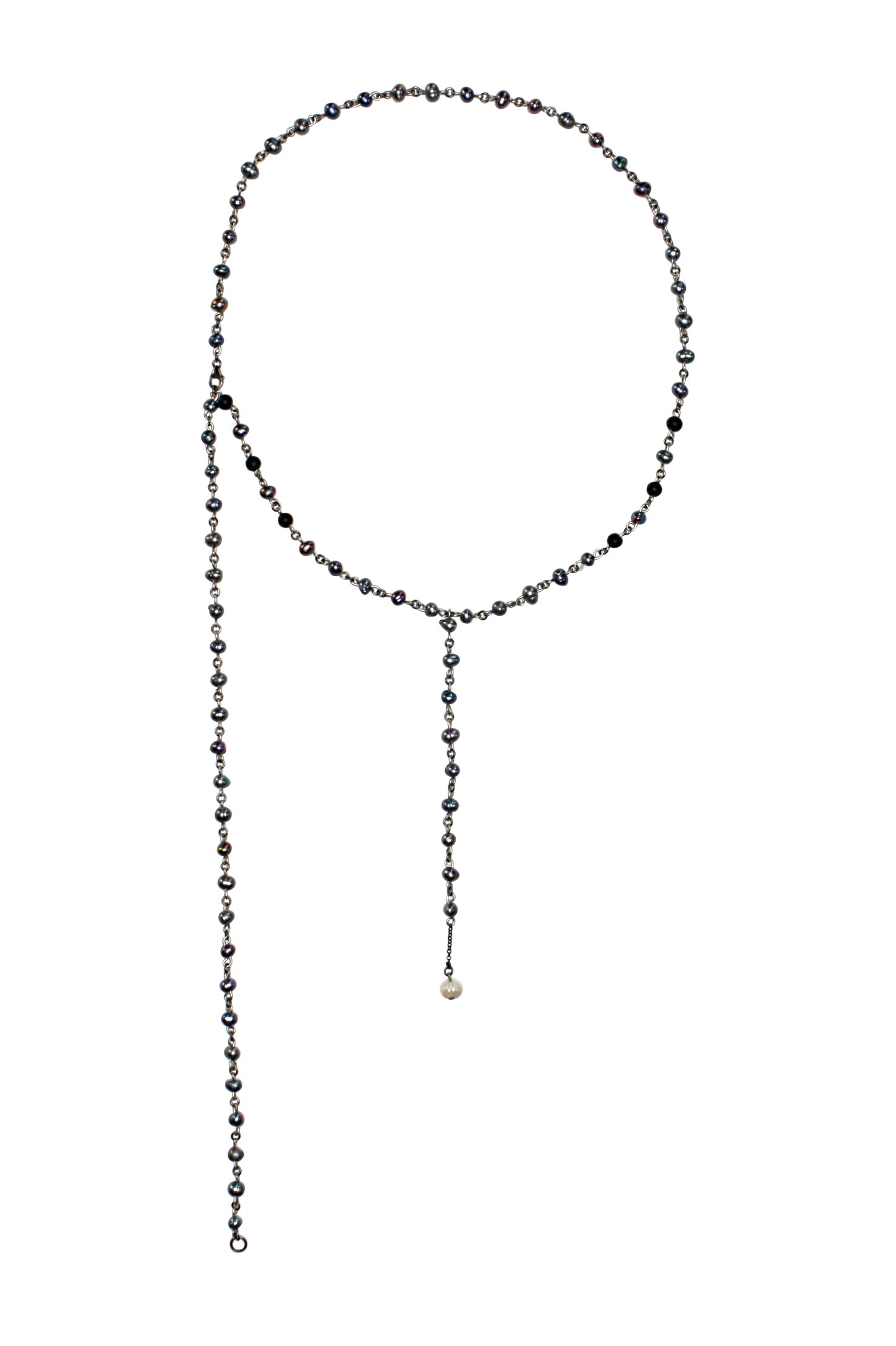 Czarny perłowy łańcuch lariat