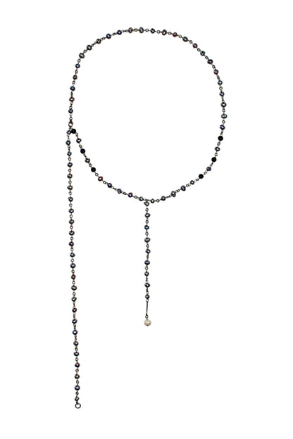 Czarny perłowy łańcuch lariat