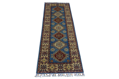 Hand-Knotted Afghani Kazak Wool Rug – 2’0″  x  5’10″