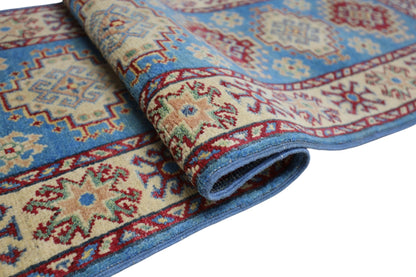 Hand-Knotted Afghani Kazak Wool Rug – 2’0″  x  5’10″