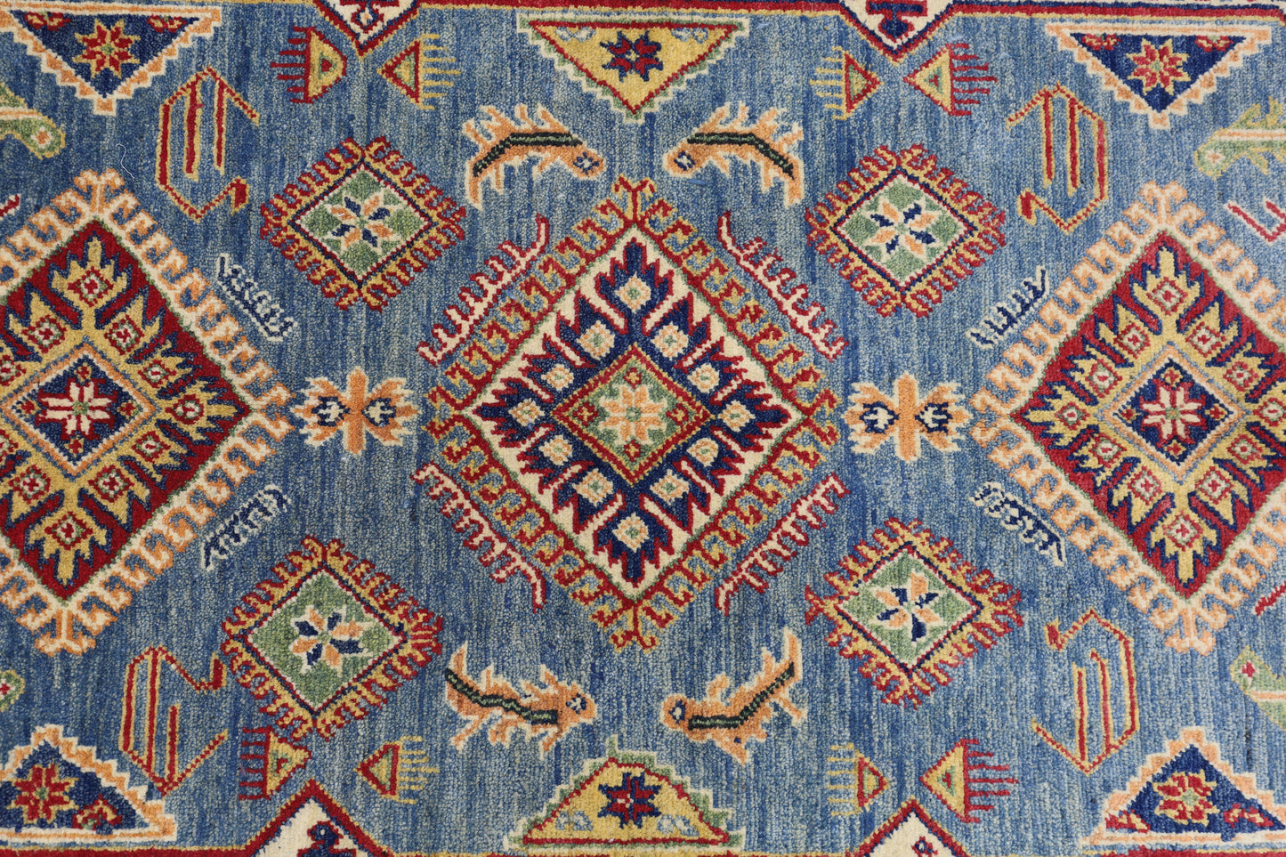 Hand-Knotted Afghani Kazak Wool Rug – 4’0″  x  6’1″